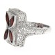 Art Deco Style 4 Stone Garnet  Diamond Ring - Sterling Silver - FR-1015-G