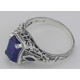 Art Deco Style Lapis lazuli Filigree Ring Sapphire Accents Sterling Silver - FR-1081-L-S