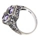 Unique Art Deco Style Amethyst and Diamond Filigree Ring - Sterling Silver - FR-1103-AM