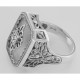 Victorian Style Sunray Camphor Glass and Diamond Ring Sterling Silver - FR-1168-SR