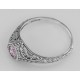 Victorian Style Pink CZ Filigree Ring - Sterling Silver - FR-117-PINK
