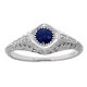 Victorian Style Blue Sapphire Filigree Ring 14kt White Gold - FR-117-S-WG