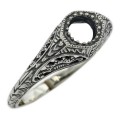 Semi Mount 4.5mm Art Deco Style Filigree Ring - Sterling Silver