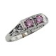 CZ Vintage Style Ring w/ 2 Diamonds - Sterling Silver - FR-119-PINK