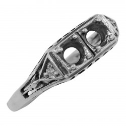 Semi Mount Filigree Ring w/ 2 Diamonds - Sterling Silver