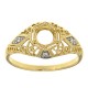 Semi Mount Art Deco Diamond Filigree Ring - 14kt Yellow Gold - FR-121-SEMI-YG