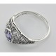 Tanzanite Filigree Ring Art Deco Style w/ 4 Diamonds - Sterling Silver - FR-121-T