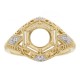 Semi Mount Art Deco Diamond Filigree Ring - 14kt Yellow Gold - 6mm Center - FR-122-SEMI-YG-6