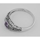 Amethyst Filigree Ring w/ 2 Diamonds - Sterling Silver - FR-123-AM