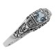 Antique Style Sterling Silver Blue Topaz / Diamond Filigree Ring - FR-123-BT