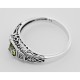Victorian Style Peridot and Diamond Filigree Ring - Sterling Silver - FR-123-P