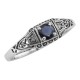 Sapphire Filigree Ring w/ 2 Diamonds - Sterling Silver - FR-123-S