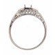 5mm Semi Mount Art Deco Style 14kt White Gold Filigree Ring w/ 2 Diamonds