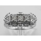 Art Deco Style White Topaz Sterling Silver Filigree Ring - FR-1238-WT-WT