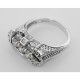 Art Deco Style Sterling Silver Filigree Ring w/ CZ - FR-1238-CZ