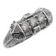 Art Deco Style Sterling Silver Filigree Ring w/ CZ - FR-1238-CZ-CZ