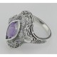 Art Deco Style Genuine Amethyst Filigree Ring - Sterling Silver - FR-125-AM