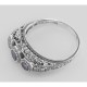 Amethyst Filigree Ring w/ 4 Diamonds - Sterling Silver - FR-126-AM