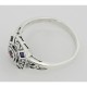 Sapphire / Ruby Filigree Ring - Deco Style - Sterling Silver - FR-1269-R-S