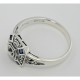 Art Deco Style Semi Mount 2mm Sapphire Filigree Ring - Sterling Silver - FR-1269-SEMI-S