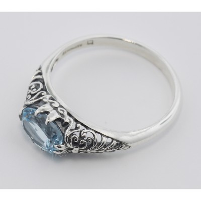 Blue Topaz Filigree Ring - Sterling Silver - FR-127-BT