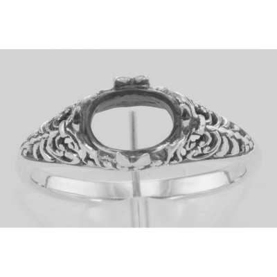Oval 6mm x 8mm Semi Mount Filigree Ring - Sterling Silver - FR-127-SEMI