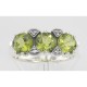 Lovely Art Deco Style 3 Stone Peridot  Diamond Ring - Sterling Silver - FR-129-P