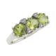 Lovely Art Deco Style 3 Stone Peridot  Diamond Ring - Sterling Silver - FR-129-P