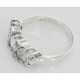 Lovely Art Deco Style 3 Stone White Topaz and Diamond Ring - Sterling Silver - FR-129-WT