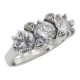 Lovely Art Deco Style 3 Stone White Topaz and Diamond Ring - Sterling Silver - FR-129-WT