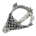 Art Deco Semi Mount Filigree Ring will hold 11x14mm - Sterling Silver