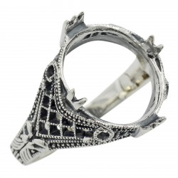 Art Deco Semi Mount Filigree Ring will hold 11x14mm - Sterling Silver
