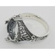 Art Deco Semi Mount Filigree Ring will hold 11x14mm - Sterling Silver - FR-14-SEMI
