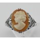 Hand Carved Italian Cameo Filigree Ring Sterling Silver - FR-14-SH