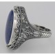 Antique Style Black Onyx and Lapis Filigree Flip Ring - Sterling Silver - FR-148-O-L
