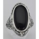 Antique Style Black Onyx and Lapis Filigree Flip Ring - Sterling Silver - FR-148-O-L