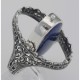 Antique Style Black Onyx and Lapis Filigree Flip Ring - Sterling Silver - FR-148-O-L