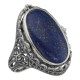 Antique Style Black Onyx and Lapis Filigree Flip Ring - Sterling Silver - FR-148-O-L