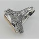 Hand Carved Italian Shell Cameo / Onyx Filigree Flip Ring - Sterling Silver - FR-148-SH-O