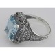Art Deco Style Genuine Emerald Cut Blue Topaz Ring - Sterling Silver - FR-15-BT
