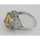 Art Deco Style Genuine Golden Citrine Filigree Ring - Sterling Silver - FR-15-C