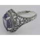 Victorian Style Amethyst Filigree Ring Sterling Silver - FR-150-AM
