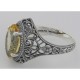 3 Carat Victorian Style Genuine Citrine Filigree Ring Sterling Silver - FR-150-C