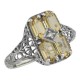 2 Carat Citrine Filigree Ring w/ Diamond - Sterling Silver - FR-151-C