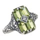 2 Carat Peridot Filigree Ring w/ Diamond - Sterling Silver - FR-151-P