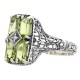 2 Carat Peridot Filigree Ring w/ Diamond - Sterling Silver - FR-151-P