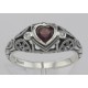 Victorian Style Heart Shaped Garnet  White Topaz Ring Sterling Silver - FR-17-G-WT