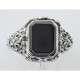 Hand Carved Italian Cameo / Onyx Filigree Flip Ring - Sterling Silver - FR-175-SH-O