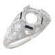 Art Deco Semi Mount 7mm Filigree Ring w/ Sapphire Diamond 14kt White Gold - FR-1832-SEMI-S-D-WG