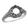 Semi Mount 7mm Classic Victorian Style Filigree Ring - Sterling Silver